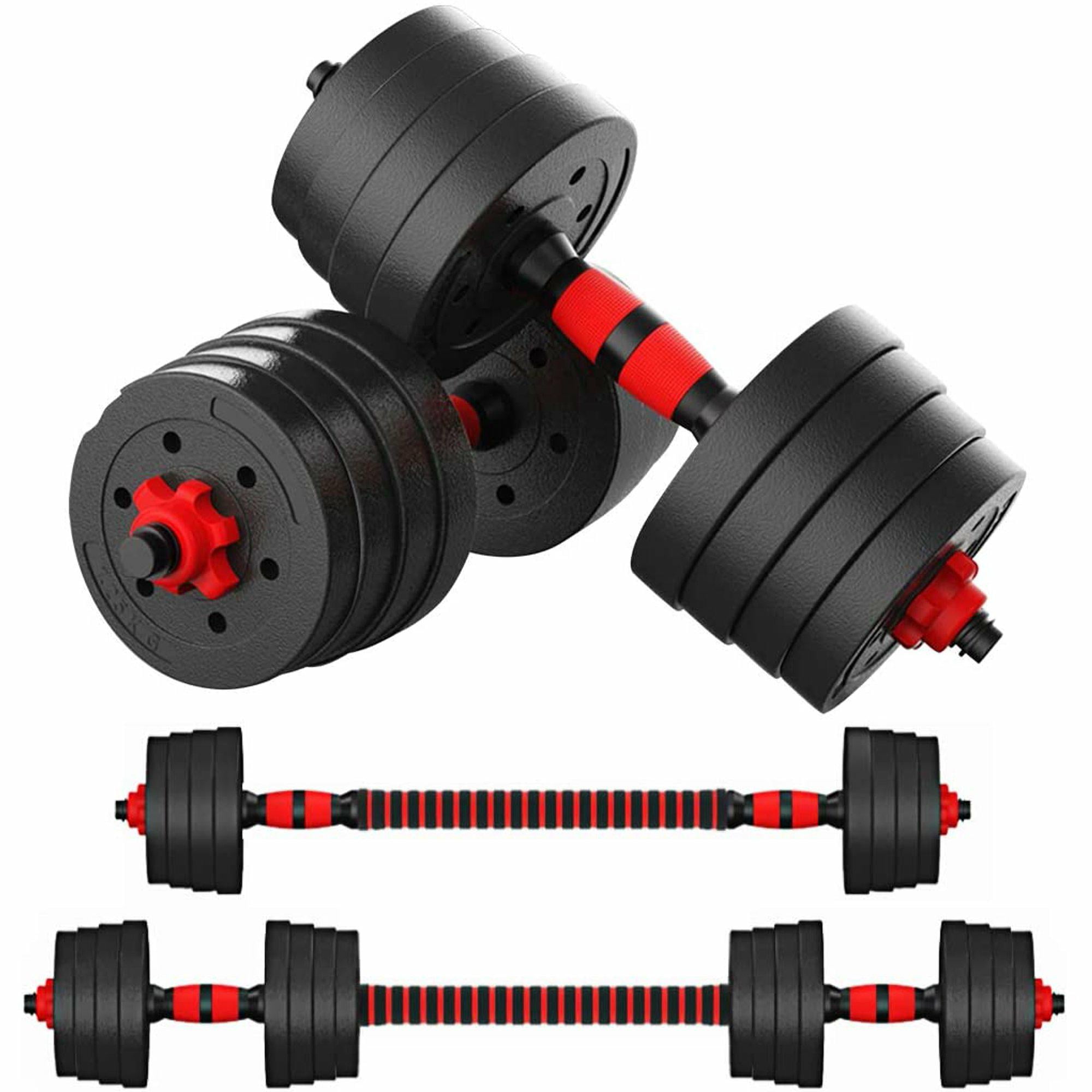 Adjustable Weight To 66 lbs Cast Iron Dumbbell Barbell Set Home Gym Work Out 