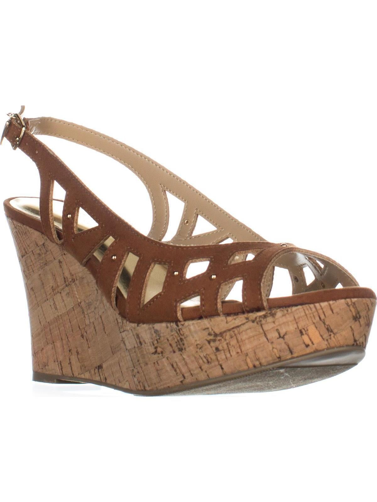 cognac wedge heels