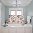 thumbnail image 3 of 2 Panels Kitchen Tier Curtains 39 Inch Length, Pink Floral Blossom Grommets Window Treatment Curtain, Retro Farmhouse Botanical Leaves Thermal Curtains Drapes for Living Room/Bathroom, 3 of 9