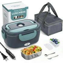 Behome Electric Lunch Box, 3 in 1 Heated Lunch Boxes for Adults, Stainless Steel Food Warmer with 1.5L Container Fork & Spoon, for Work/Car/Truck/Travel