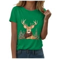 thumbnail image 5 of larppty Women Short Sleeve Christmas Reindeer Graphic Crew Neck T-Shirt (Green, 3XL), 5 of 6