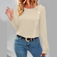 thumbnail image 2 of WREESH Womens Fashion Dressy Tops Solid Color Long Sleeve Round-Neck Keeping Warm Side Button Tops Blouse Pullover Yellow, 2 of 7