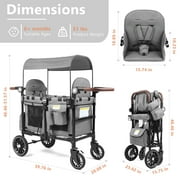 AILEEKISS Stroller Wagon for 2 Toddlers with Canopy, All-Terrain Baby Wagon Stroller,55 Pounds, Grey