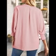 thumbnail image 4 of Blusas Elegantes e Informales para Mujer, con Escote en V y Mangas 3/4, con Puños Fruncidos Rosa XL, 4 of 6