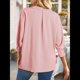 thumbnail image 4 of Blusas Elegantes e Informales para Mujer, con Escote en V y Mangas 3/4, con Puños Fruncidos Rosa XL, 4 of 6