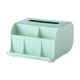 thumbnail image 2 of Caja de pañuelos de escritorio de plástico con compartimento de almacenamiento para organizar el salón y el escritorio de oficina, 2 of 6