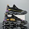 thumbnail image 3 of 2026 New/Men's Summer Breathable Low-Top Sneakers with Thick Cushioned Sole - Striped Mesh Sneakers for Running, Gym & Casual Wear -  Lace-Up Design, Active Lifestyle Lightweight Comfortable, Modern, 3 of 9