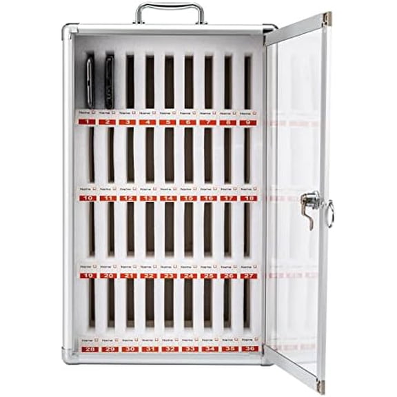 36 Slot Classroom Cell Phone Locker Clear Wall-Mounted Cell Phones Locker Pocket Chart Storage Cabinet Cell Phone Holder with Lock and Handle for Classroom Employees Office$$Furniture