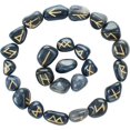 thumbnail image 1 of Crocon Blue Jade Rune Stones Set Engraved with Elder futhark Crystal Runes Set, Reiki Healing runas for Meditation Chakra Balancing, Rune Stone for Beginners with Crystal Guide & Pouch |15-20 mm, 1 of 8