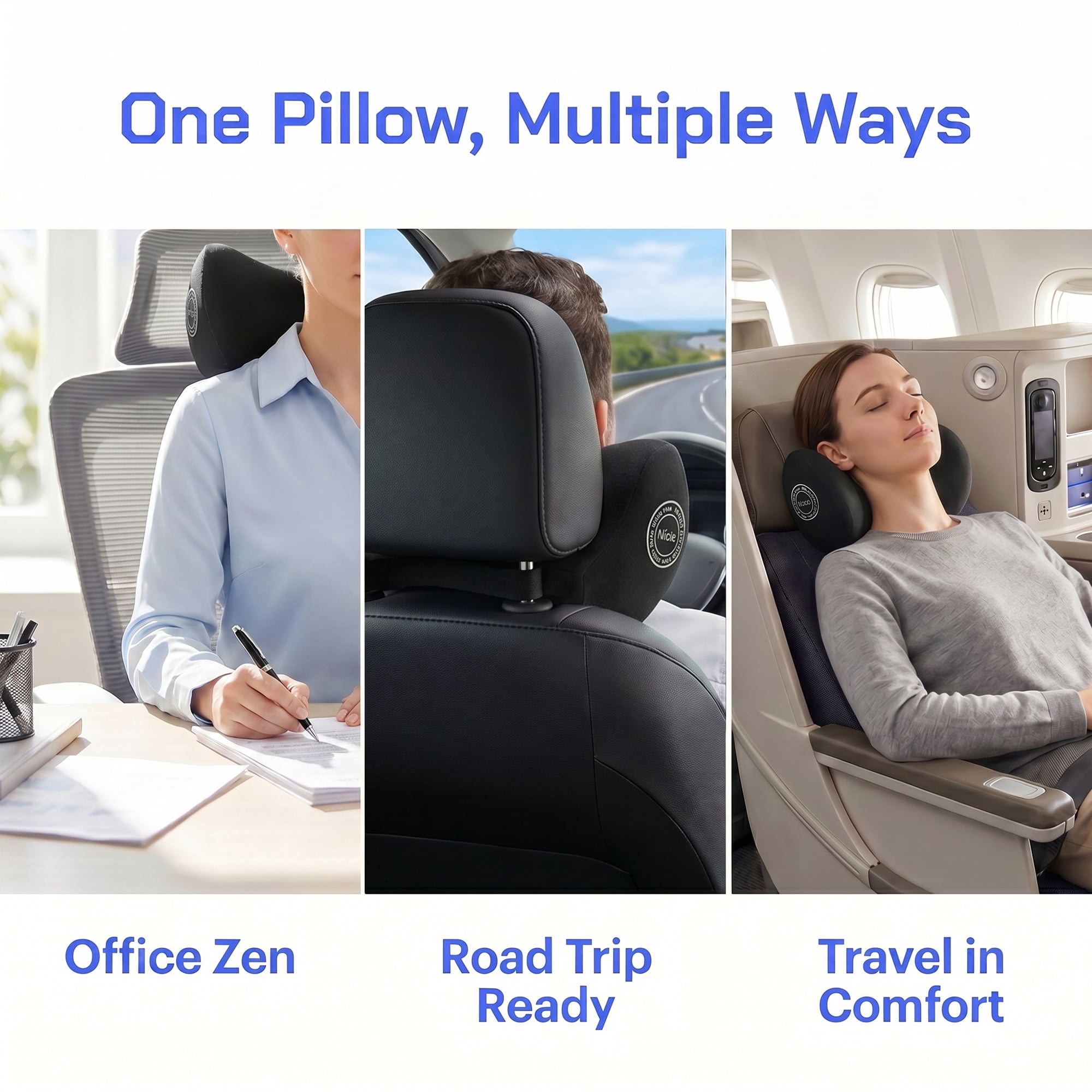 Unique Bargains Neck Pillow Cotton Cervical Indoor Support Black 12.2" x 5.2" x 7.7"