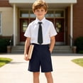 thumbnail image 6 of BXJX Boys Outfit Sets 2 Piece, School Uniform Cotton Collared Short Sleeve Kids Summer Clothing Sets Black Size 13-14 T, 6 of 8