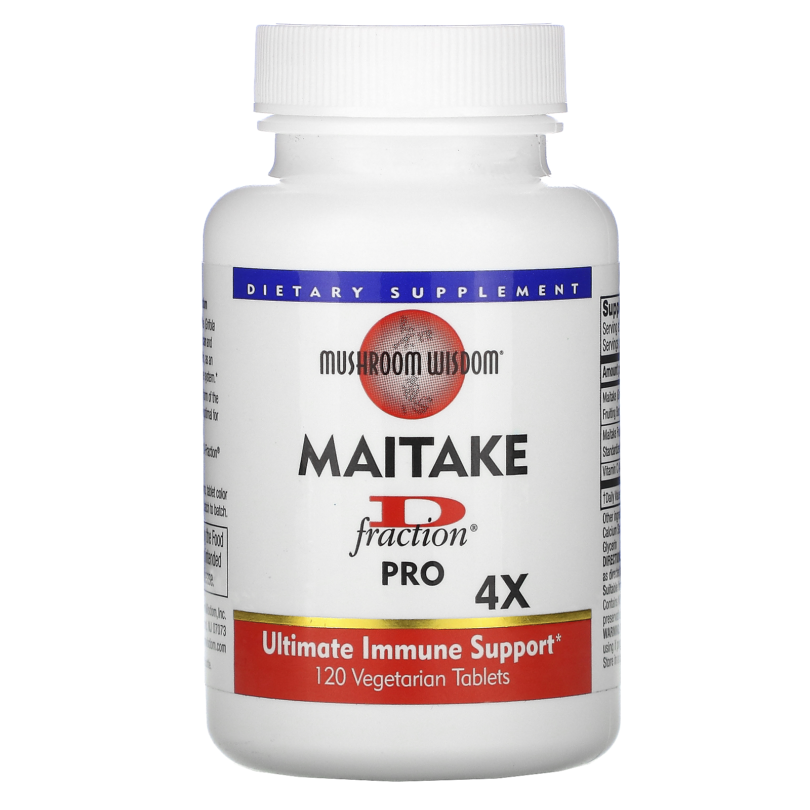 Mushroom Wisdom Maitake DFraction Pro 4X, 120 Vegetarian Tablets