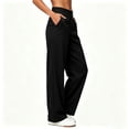 thumbnail image 5 of YUGYXL Women's High Waisted Wide Leg Dressy Pants Business Work Trousers, Flat Front Waist, Side Pockets Black Pants, 5 of 6