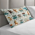 thumbnail image 2 of Ambesonne Animal World Quilted Pillowcover, Funny Monkey Elephant, 30" x 20", Teal Burnt Orange Ivory, 2 of 2