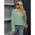 thumbnail image 3 of OBEEII Women Sweatshirts Fall Long Sleeve Tops Green White Color Block Tunic Tops Relax Fit Pullover Top Shirts, Size S - XXL, 3 of 8