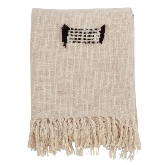 Saro Lifestyle TH802.N5060 50 x 60 in. Fringe Line Throw Blanket, Natural