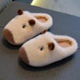 thumbnail image 2 of 2026 Kids Capybara Animal Plush House Slippers, Boys Girls Cute Cartoon Fuzzy Open Back Indoor Slippers Warm Winter Home Footwear for Toddler to Big Kids 3-10.5 Years, 2 of 5