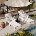 thumbnail image 3 of Oversized HDPE Folding Chaise Lounge Chair – 5-Position Adjustable, Sturdy Resin Patio Recliner with Cup Holder, Weather-Resistant Outdoor Poolside Deck Furniture, Without Wheels, White, 3 of 7