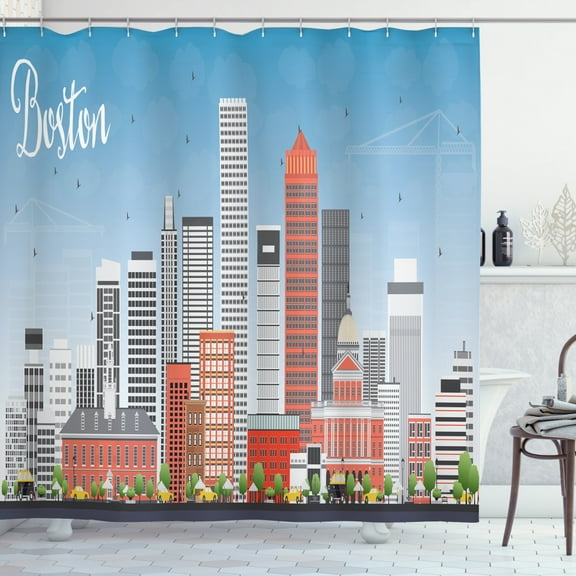 Ambesonne Boston Shower Curtain, Detailed State House, 69"Wx70"L, Multicolor