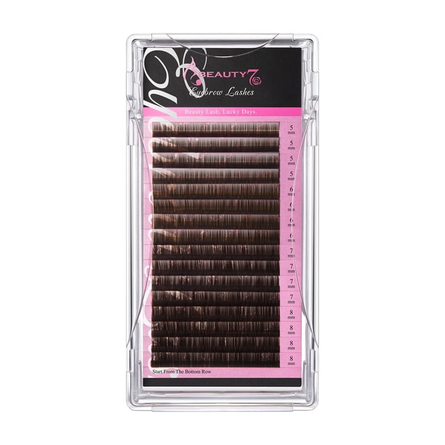 Extensiones para cejas Beauty7 Brown de visón sintético, 0,1 mm, 5/6/7/8 cm