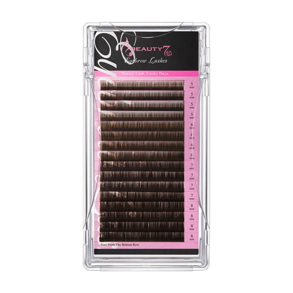 Extensiones para cejas Beauty7 Brown de visón sintético, 0,1 mm, 5/6/7/8 cm