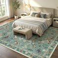 thumbnail image 3 of Moynesa Insect 9'x12' Large Area Rugs for Living Room Washable Natural Bedroom Rug Bug Accent Carpet for Sunroom Dining Room Office Stain Resistant Non Slip, Light Green, 3 of 12