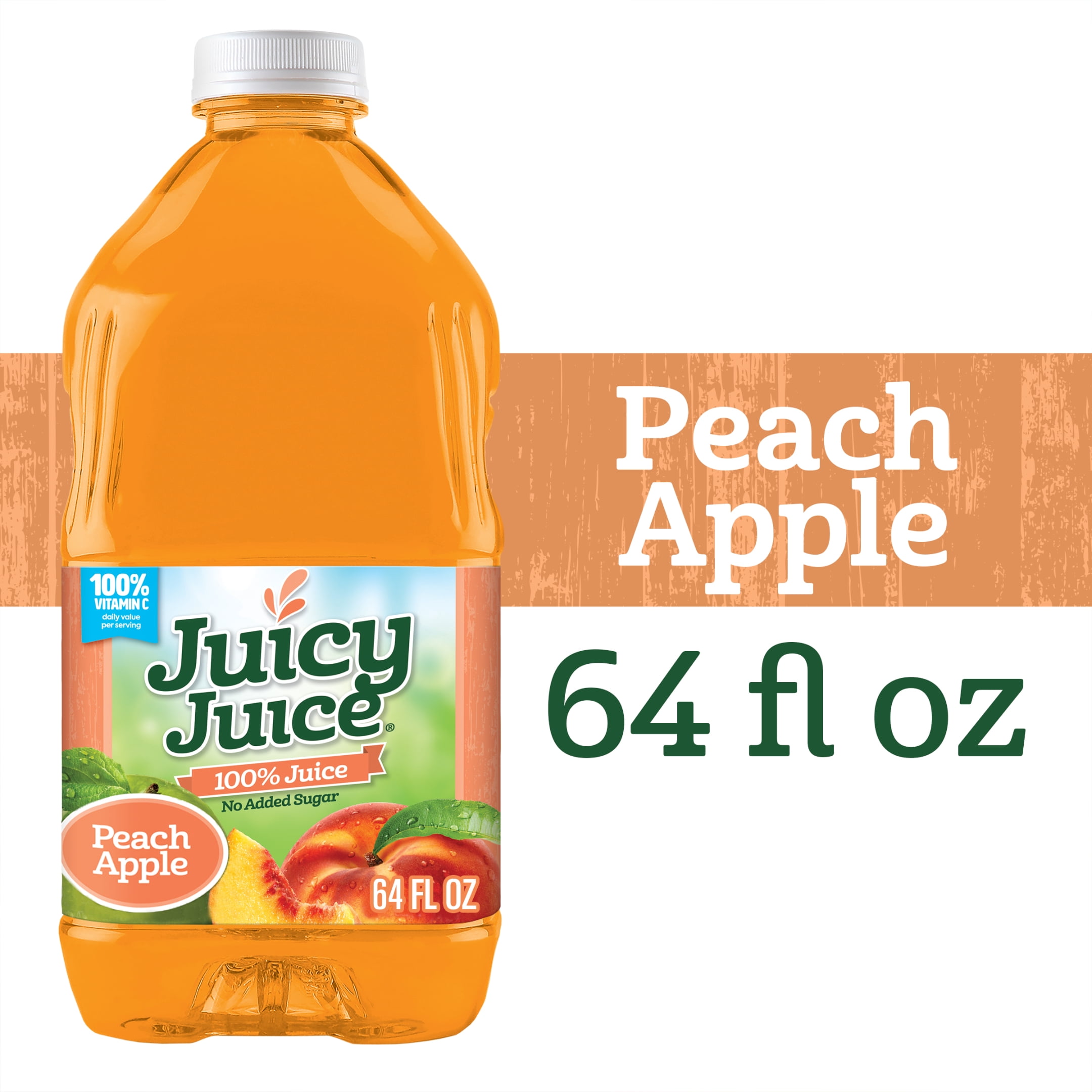Juicy Juice Peach Apple Juice, 100 Juice, 64 FL OZ Bottle