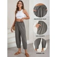 thumbnail image 3 of Eytino Womens Pants Casual Drawstring Pants Summer High Waisted Baggy Pants Ankle Length Trouser Slacks with Pockets Dark Grey L, 3 of 10