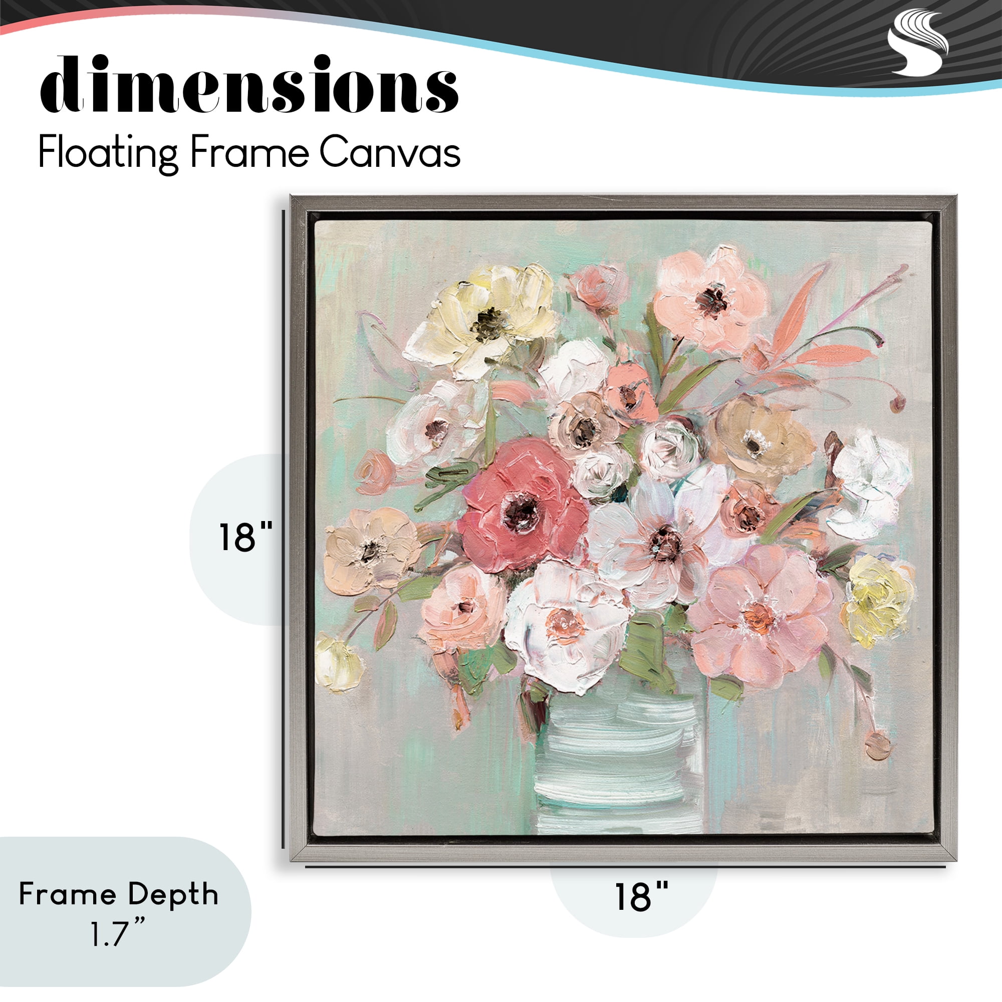Stupell Industries Pastel Flower Forms Vase Gray Framed Floater Canvas Wall Art, design by Sally Swatland