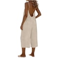 thumbnail image 2 of HongQid Women Jumpsuits Sleeveless Casual Wide Legs Backless Rompers Loose Overall with Pockets, 2 of 6