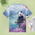 thumbnail image 4 of Funny Cute Panda Women's Short Sleeve T-Shirt Crew Neck Casual Summer Trendy Loose Fit Tops, 4 of 6
