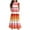 Orange, variant on Fesfesfes Fashion Girls Color Striped Dress Size 6-12 Years Short Sleeves Round Neck Casual Dress