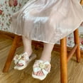 thumbnail image 4 of ZACPNCV Girl's Bow Slip on Slippers Open Toe Braided Slides Flat Sandals Pink 5-6 Years, 4 of 8