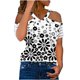 thumbnail image 2 of ICHUANYI Clearance Women Fashion Summer Sexy Printed Regular Starpless Mesh Short Sleeves V Neck Top(Black, XL) ICHUANYI WER2023081004841, 2 of 5
