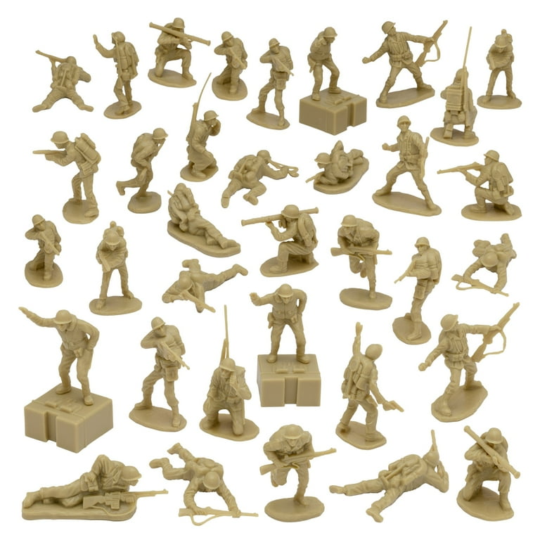 BMC WW2 Iwo Jima US Marines Plastic Army Men - Tan 36pc American