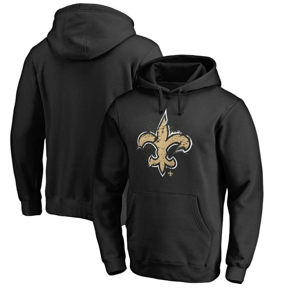 Men's Black New Orleans Saints Splatter Logo Pullover Hoodie