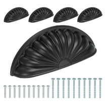 Uxcell 5 Pcs Drawer Cup Pulls 3" Hole Center Vintage Furniture Handles Knobs Black