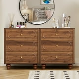 YOCWO 3 Drawer Nightstand, Classic Chest of Drawers with Arc Edge, Walnut - Walmart.com