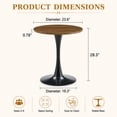 thumbnail image 7 of Miniyam 23.6” Round Dining Table, Small Pedestal Tulip Style Table for 2–4 People, Wooden Top with Metal Base, Dark Walnut, 7 of 7