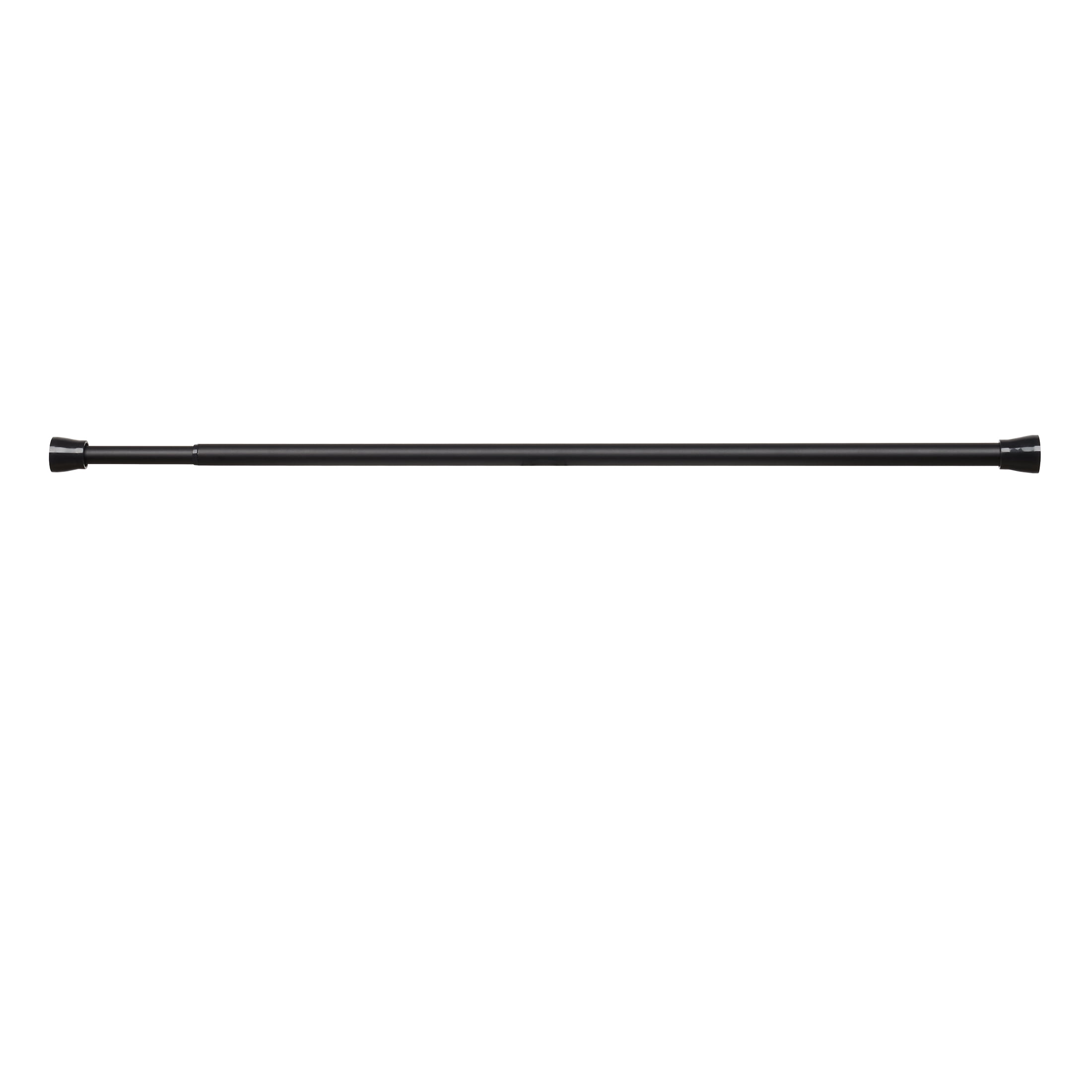 Style U 3-Piece Tension Rod and Black Solid Rod Pocket Room Darkening Indoor Curtain Set