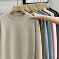 thumbnail image 4 of Suéter de cuello redondo para hombre, camisa interior de color sólido, suéter casual de otoño e invierno, tendencia para hombre, 4 of 6