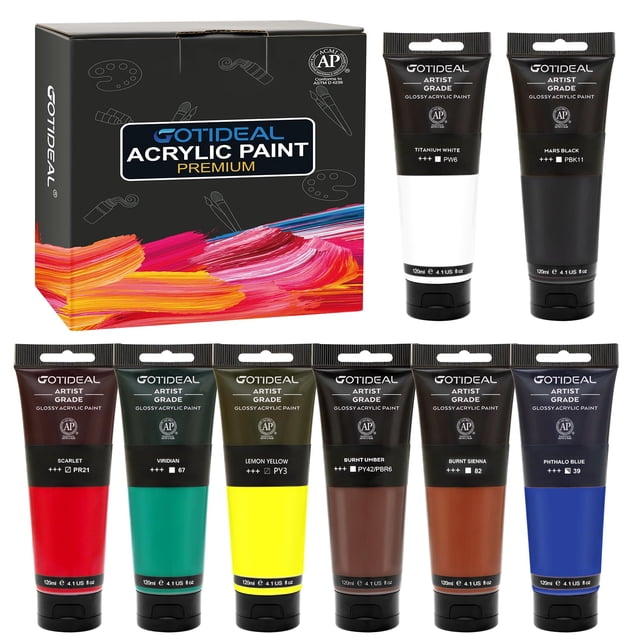 Set de pintura acrílica GOTIDEAL Craft 8 colores primarios 120 ml