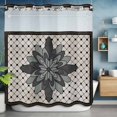 thumbnail image 6 of Spring Abstract Floral No Hooks Shower Curtain with Snap-in Liner Black Geometric Flowers Grid Border Shower Curtains for Bathroom, Waterproof, Easy Install, Washable 66"x72", 6 of 9