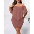 thumbnail image 4 of Redwood Plus Size Off-Shoulder Fitted Mini Dress With Sheer Flounce Overlay, 4 of 7