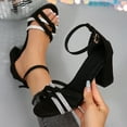 thumbnail image 2 of Women's Sandals Chunky Heel Open Toe Casual Daily Solid Color Ankle Strap Women Footwear Women's Fashionable Casual Versatile Summer Fashion Beach Shoes Black 5.5, 2 of 9