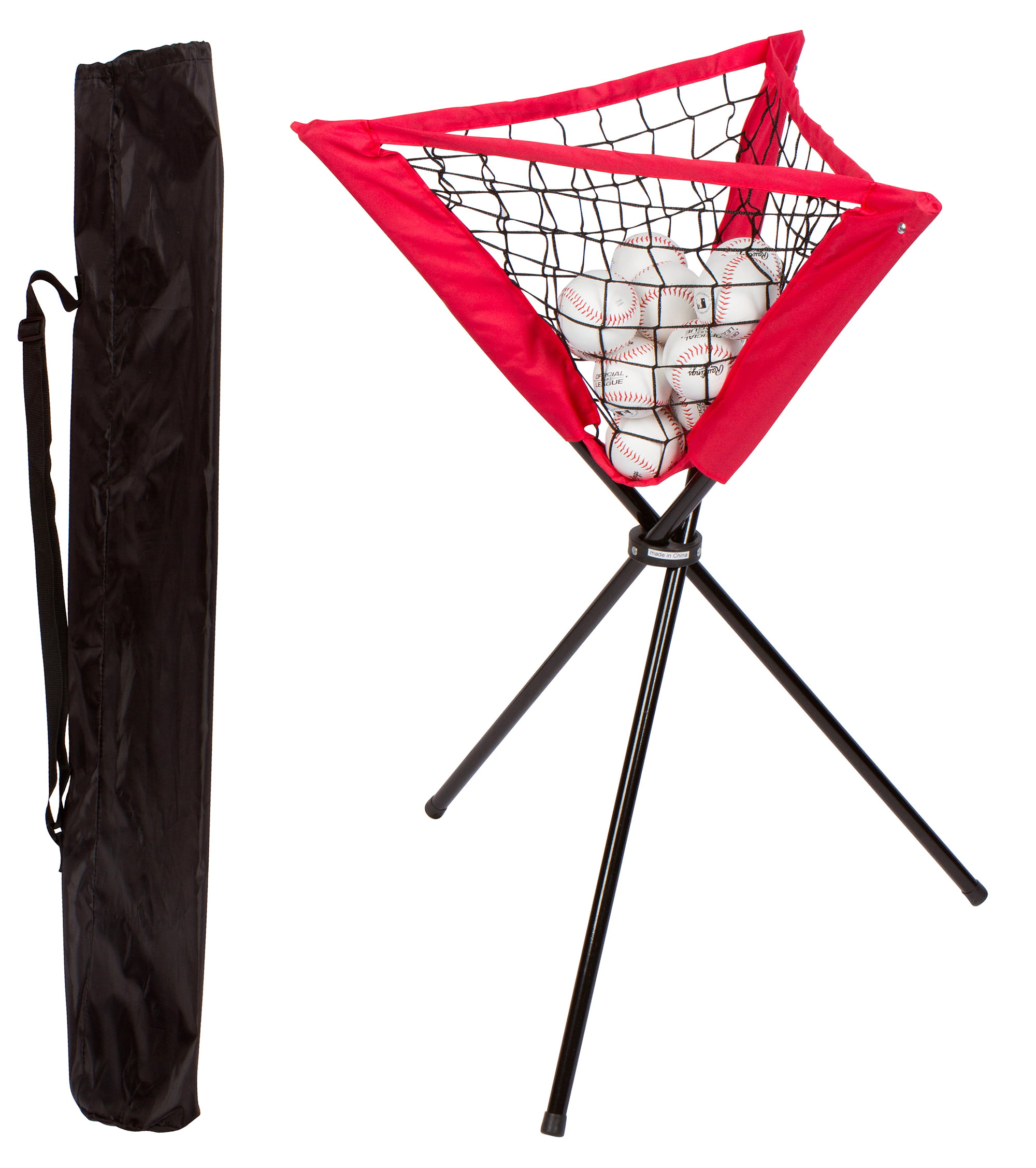 Portable Baseball Ball Caddy w/Carry Bag Perfect for Practice Hitting 