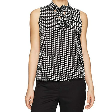 Kasper Tops & Blouses - Womens Small Petite Houndstooth Neck Tie Blouse ...