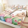 thumbnail image 4 of Erosebridal Colorful Easter Eggs Bed Sheets,Cartoon Rabbit Pink Blossom Daisy Kids King Sheets For Girls 4-Piece, 4 of 6