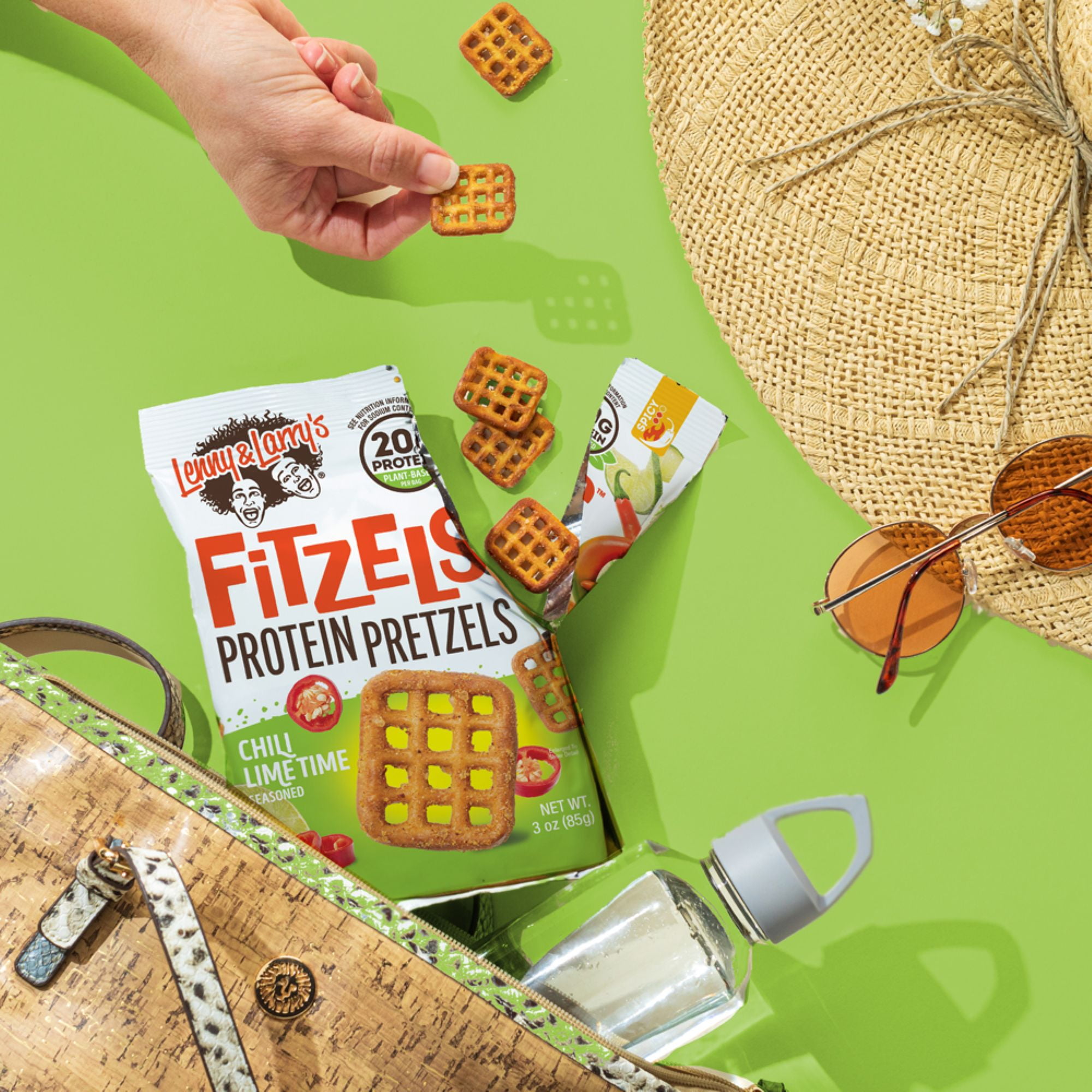 Lenny and Larry's Fitzels Protein Pretzels, Chili Lime, 20g Protein, 3 oz