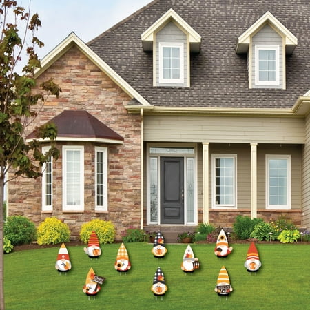 Big Dot of Happiness Fall Gnomes - Gnomes Lawn Decorations - Outdoor Autumn Harvest Party Yard Decorations - 10 Piece